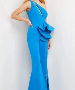 Jovani - 07080 Asymmetric Keyhole Bell Bottom Jumpsuit