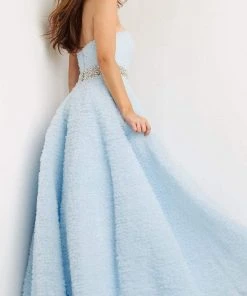 Jovani - 07145 Embellished Waist Tulle Gown