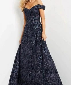 Jovani 07162 - Off-shoulder Sweetheart Neck Evening Gown