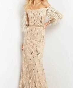 Jovani 07195 - Off-shoulder Quarter Length Sleeves Evening Gown 7 Jovani 07195 - Off-shoulder Quarter Length Sleeves Evening Gown