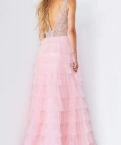 Jovani - 07235 Jeweled High Slit Tulle Gown 8 Jovani - 07235 Jeweled High Slit Tulle Gown