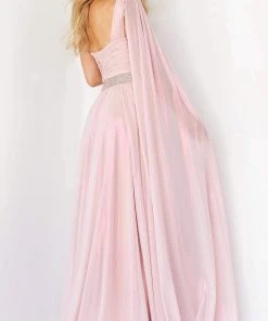 Jovani - 07248 One Shoulder Draped Chiffon Gown