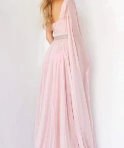 Jovani - 07248 One Shoulder Draped Chiffon Gown
