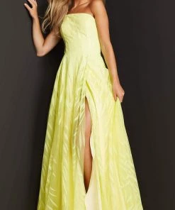 Jovani - 07251 One Shoulder A-Line Dress With Slit