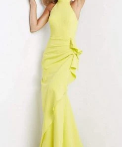 Jovani - 07301 High Halter Neck Mermaid Gown With Ruffle