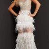 Jovani - 07317 High Neck Feather Fringed Gown
