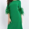 Jovani - 07341 Feather Fringed Quarter Sleeve Dress 2 Jovani - 07341 Feather Fringed Quarter Sleeve Dress