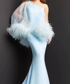 Jovani 07361 - Feathered Illusion Overlay Evening Dress 6 Jovani 07361 - Feathered Illusion Overlay Evening Dress