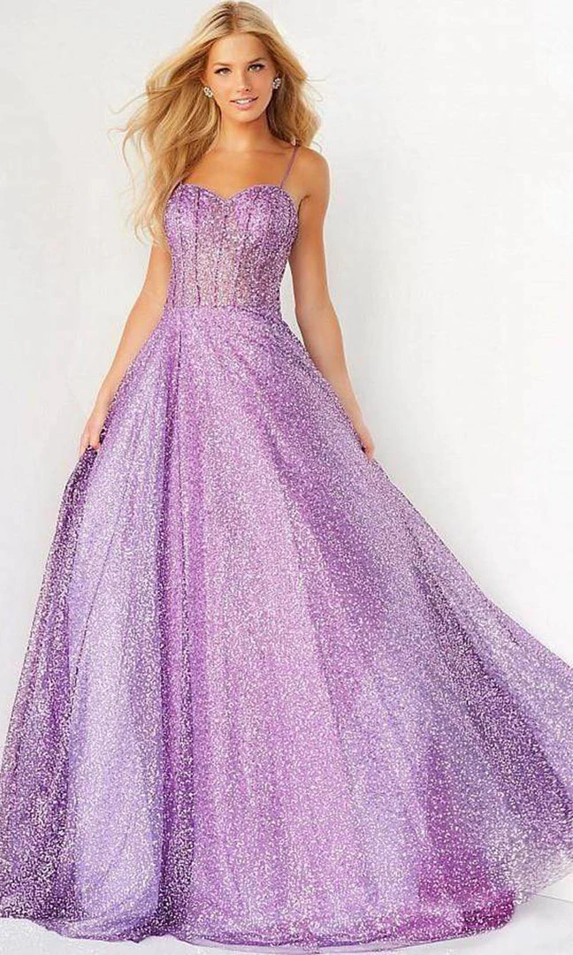 Jovani - 07423 Glitter Corset A-line Shiny Gown 5 Jovani - 07423 Glitter Corset A-line Shiny Gown