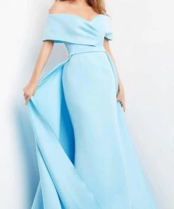 Jovani 07443 - Draped Off Shoulder Overskirt Evening Dress