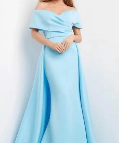 Jovani 07443 - Draped Off Shoulder Overskirt Evening Dress