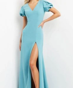 Jovani 07525 - Puffed Sleeve Mermaid Evening Gown