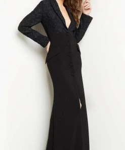 Jovani 07552 - V-Neck Front Slit Evening Gown