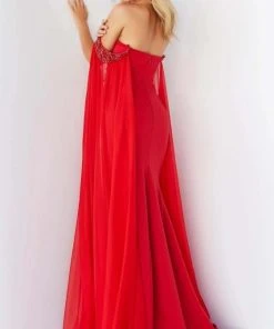 Jovani - 07652 Cascading Drape Off Shoulder Gown