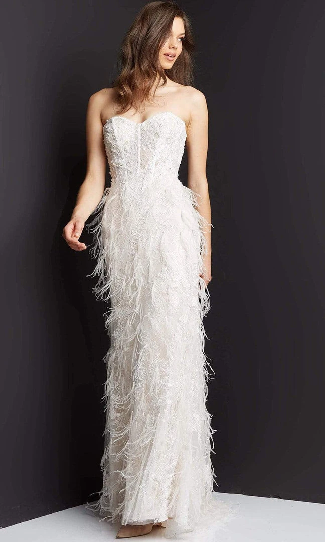 Jovani - 07914 Embroidered Sweetheart Fringed Gown 3 Jovani - 07914 Embroidered Sweetheart Fringed Gown