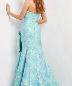 Jovani 08093 - Strapless Straight Across Neck Evening Gown