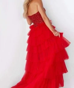 Jovani - 08100 Bedazzled Strapless High Low Dress 9 Jovani - 08100 Bedazzled Strapless High Low Dress