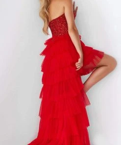 Jovani - 08100 Bedazzled Strapless High Low Dress