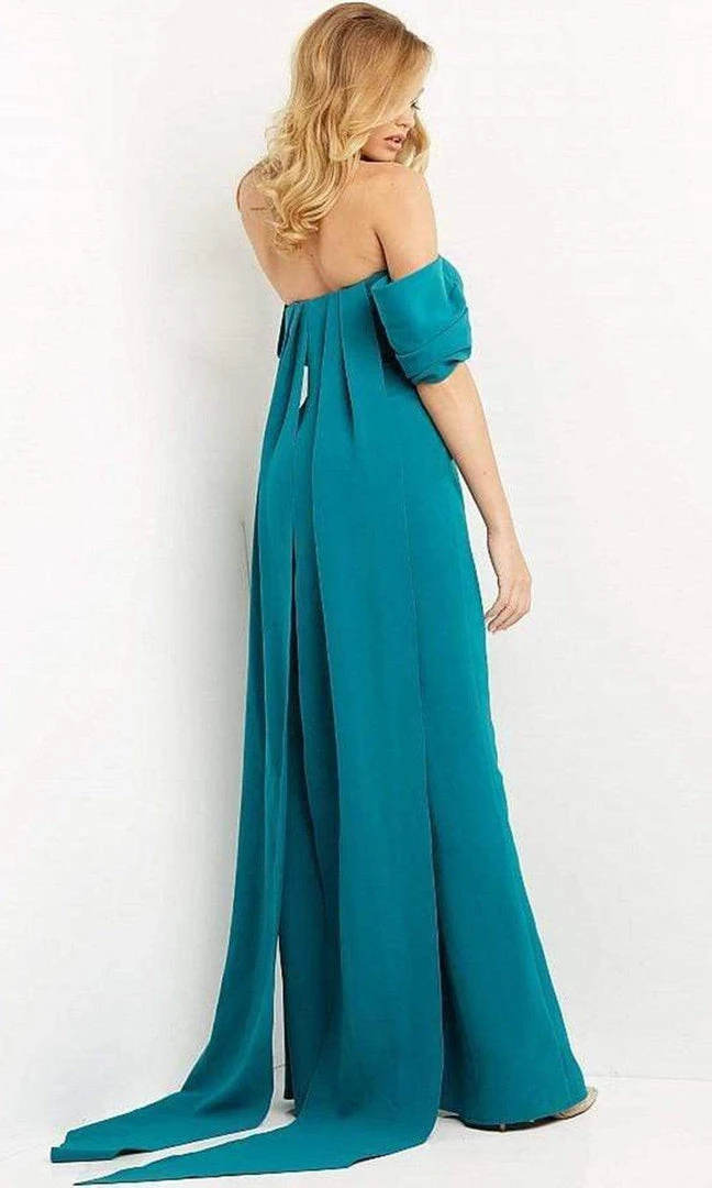 Jovani - 08209 Off Shoulder Crepe Jumpsuit With Back Tail 4 Jovani - 08209 Off Shoulder Crepe Jumpsuit With Back Tail