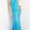 Jovani - 08338 Choker Neck Sequin Embellished Mermaid Evening Dress