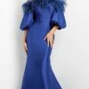 Jovani 08356 - Feather Trimmed Mermaid Evening Dress