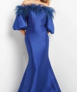 Jovani 08356 - Feather Trimmed Mermaid Evening Dress 6 Jovani 08356 - Feather Trimmed Mermaid Evening Dress