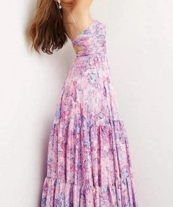 Jovani - 08369 Print Butterfly Flowy Cut Out Dress