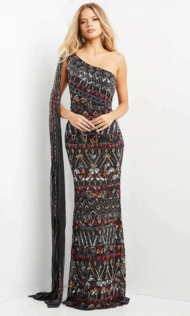 Jovani 08450 - Asymmetric With Shoulder Cape Long Dress 3 Jovani 08450 - Asymmetric With Shoulder Cape Long Dress