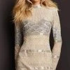 Jovani 08452 - Long Sleeves High Neck Short Dress