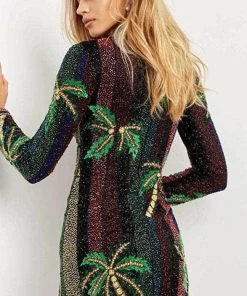 Jovani 08453 - High Neck Long Sleeves Short Dress