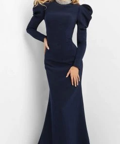 Jovani 08470 - Metallic High Neck Evening Dress