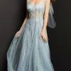 Jovani 08487 - Corset Sheer Bodice Tulle Gown