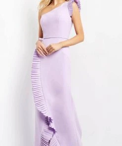 Jovani 08527 - Pleat-Trimmed Sheath Evening Dress