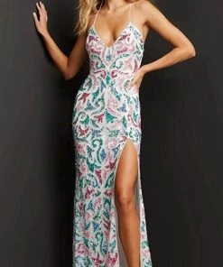 Jovani 08557 - Sleeveless Plunging V-neck Long Dress