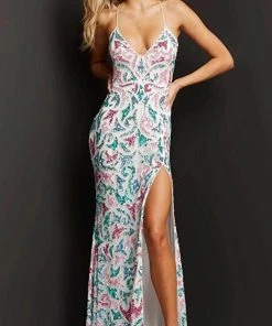 Jovani 08557 - Sleeveless Plunging V-neck Long Dress