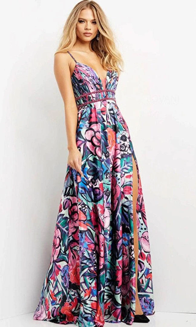 Jovani 08593 - Sleeveless Plunging V-neck Long Dress 5 Jovani 08593 - Sleeveless Plunging V-neck Long Dress