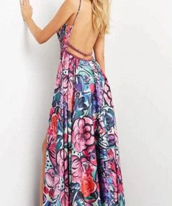 Jovani 08593 - Sleeveless Plunging V-neck Long Dress 7 Jovani 08593 - Sleeveless Plunging V-neck Long Dress