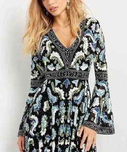 Jovani 08636 - Bell Sleeve V-neck Cocktail Dress