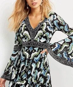 Jovani 08636 - Bell Sleeve V-neck Cocktail Dress