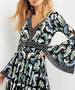 Jovani 08636 - Bell Sleeve V-neck Cocktail Dress