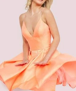 Jovani 08645 - V-Neck Pleated A-Line Cocktail Dress