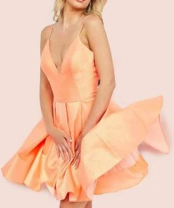 Jovani 08645 - V-Neck Pleated A-Line Cocktail Dress