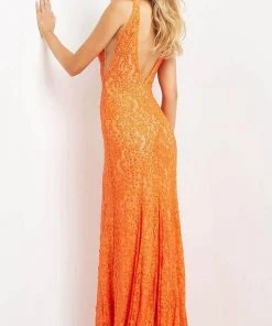 Jovani 08674 - Plunging V-Neck Lace Prom Dress 9 Jovani 08674 - Plunging V-Neck Lace Prom Dress