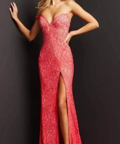 Jovani 08684 - Plunging Sweetheart Lace Prom Dress