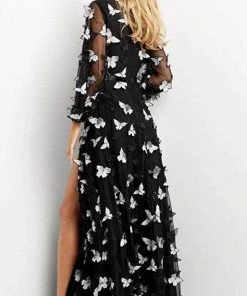 Jovani 09121 - Long Sleeve V-neck Evening Gown