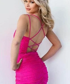 Jovani 09898 - Dual Straps Beaded Cocktail Dress