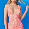 Jovani 09976 - Sequined V-Back Cocktail Dress