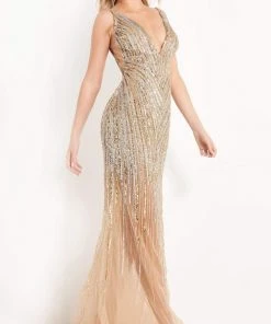Jovani - 1162 Bead Embellished Plunging V Neck Gown