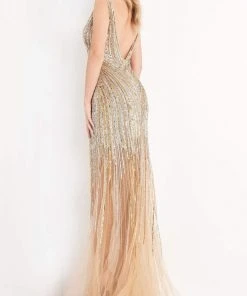 Jovani - 1162 Bead Embellished Plunging V Neck Gown 6 Jovani - 1162 Bead Embellished Plunging V Neck Gown