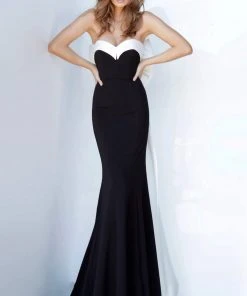 Jovani - 12020 Strapless Trumpet Dress With Bow Back Detail